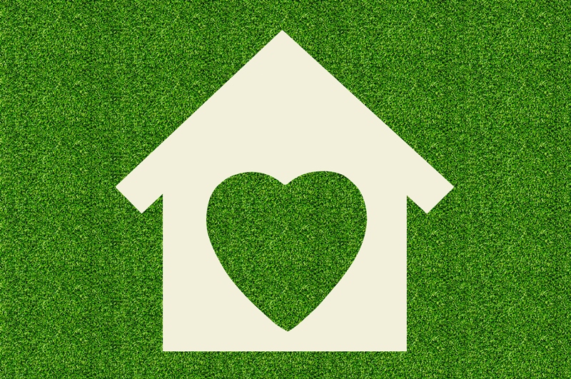 Green home with heart