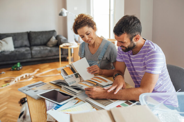 Couple planning a home renovation funded by a cash-out refinance at loanDepot